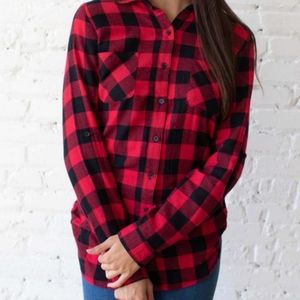 Scotch Plaid Red  Flannel Botton Dawn Shirt M